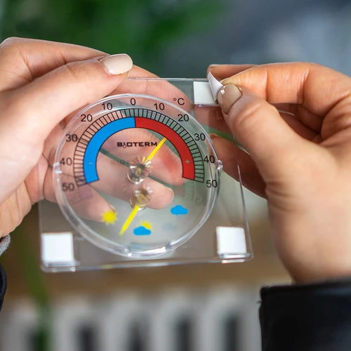 Termometro universale con igrometro trasparente, autoadesivo (-50°C a +50°C) - 6