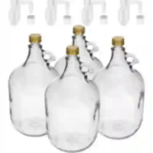 4 x Dama 5L con tappo e tubo di fermentazione e chiusura