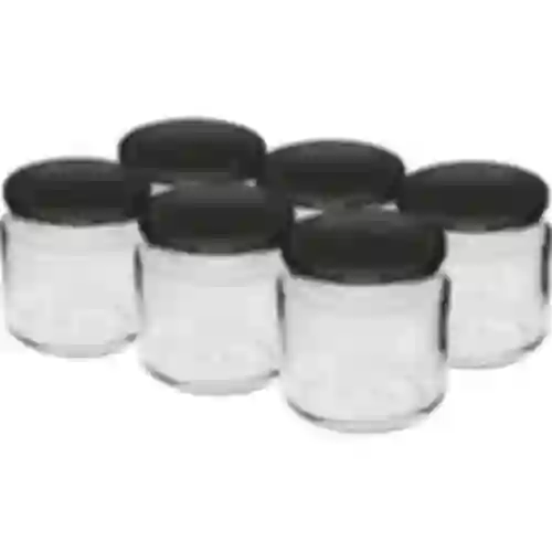 Barattolo 212ml fi66/4 con coperchio nero 6 pz.