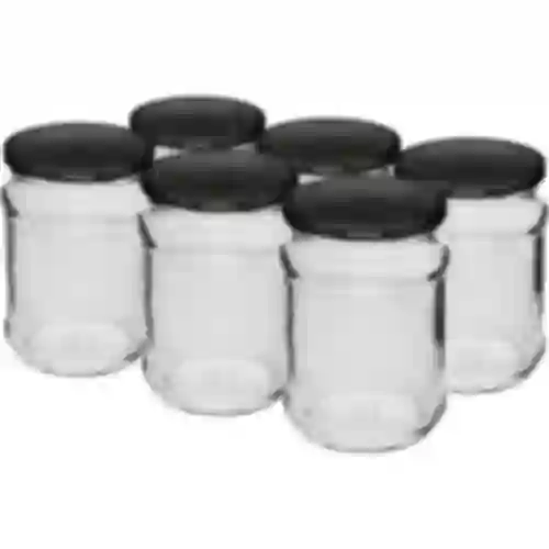 Barattolo 250 ml fi 66/4 coperchio nero - 6 pezzi