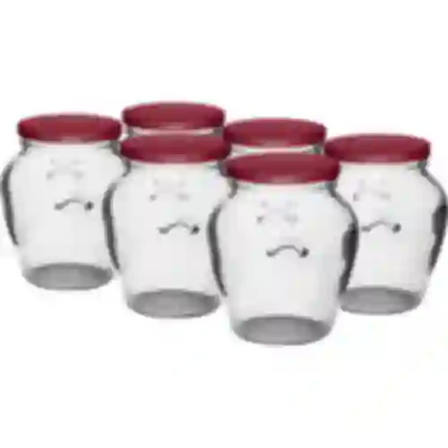 Barattolo Anfora 580 ml (fi 82) con coperchio bordeaux 6 pezzi