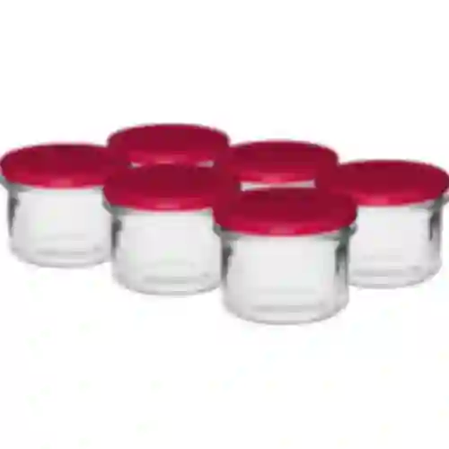 Barattolo semplice 235 ml (fi82) con coperchio bordeaux 6 pz.