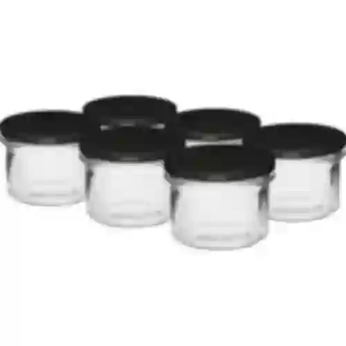 Barattolo semplice 235 ml (fi82) con coperchio nero 6 pezzi