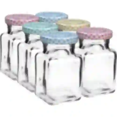 Barattolo TO 150 ml Quattro angoli fi 53 coperchio - 6 pezzi.