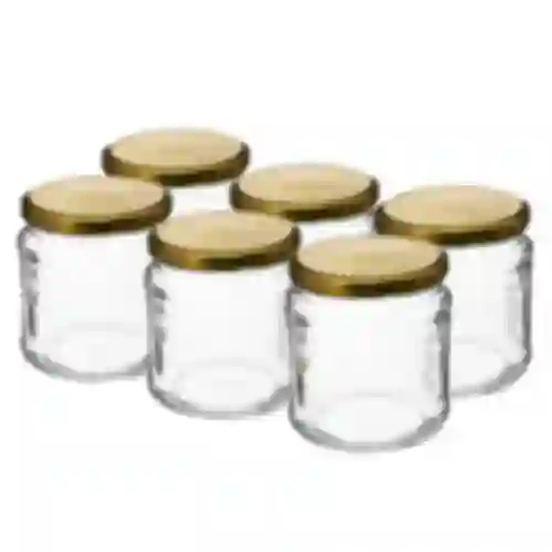 Barattolo TO 500 ml con coperchio dorato fi82/6 - 6 pezzi