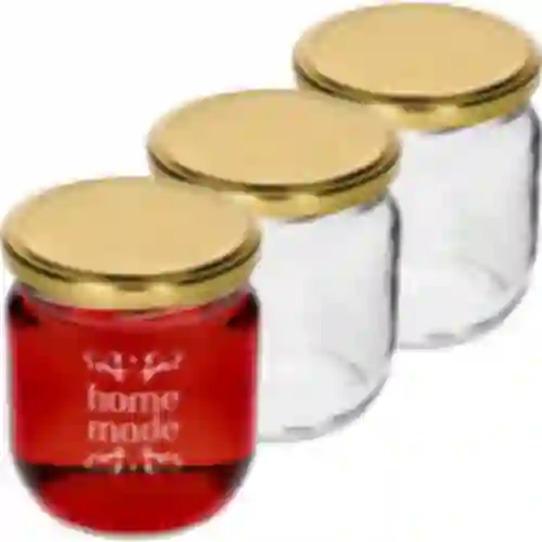 Barattolo Twist-off 425ml con stampa "Home Made" e coperchio, 3 pezzi