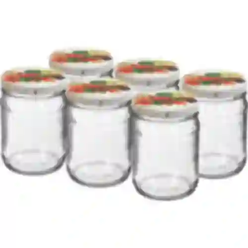 Barattolo twist off 500 ml con coperchio colorato fi82/6 - 6 pezzi