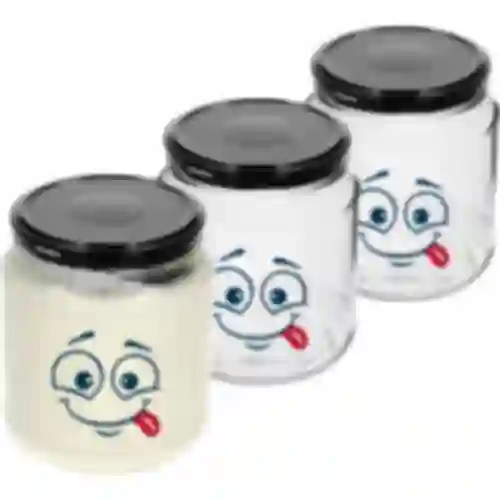 Barattolo twist-off 580ml con stampa Faccina e coperchio fi 82/6 - 3 pezzi
