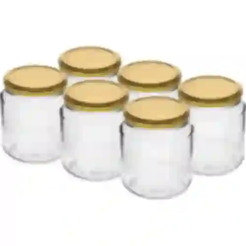 Barattolo twist-off, cicciottello 580ml con coperchio dorato fi82/6, 6 pezzi.