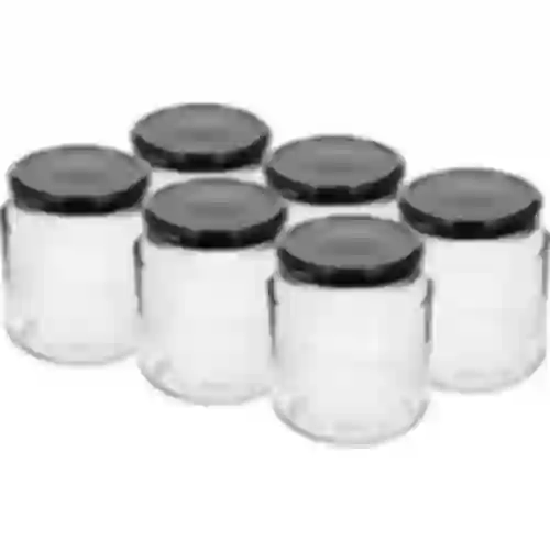 Barattolo twist-off, robusto 580ml con coperchio nero fi 82/6, 6 pezzi