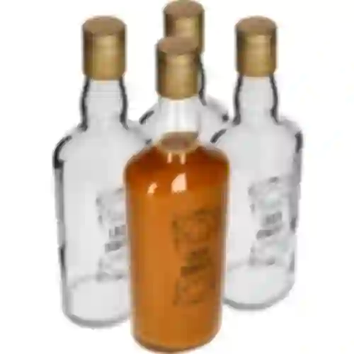 Bottiglia 0,5 L con tappo e stampa Liquore fatto in casa - 4 pezzi