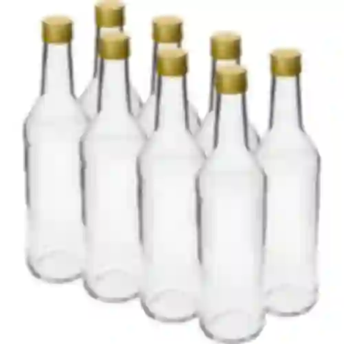 Bottiglia 500 ml per vodka dritta con tappi - 8 pezzi