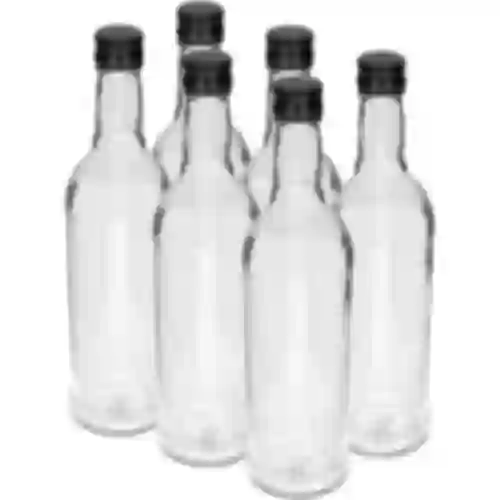 Bottiglia 500 ml Slanciata, con tappo nero, per vodka, 6 pezzi
