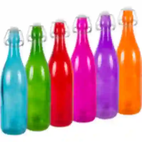 Bottiglia di vetro 1 L con chiusura ermetica - in vari colori