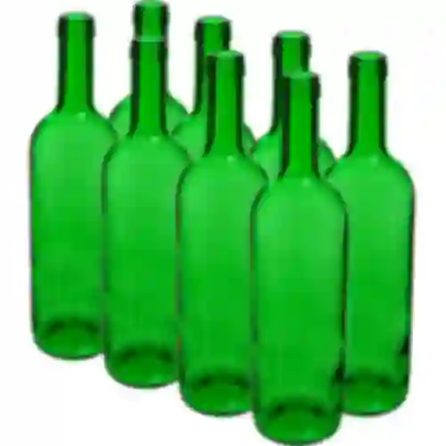 Bottiglia per vino 0,75 L verde - confezione da 8 pz.