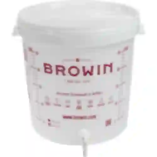 Contenitore di fermentazione 30L, colore bianco con stampa, rubinetto e 2 tubi - j.EN