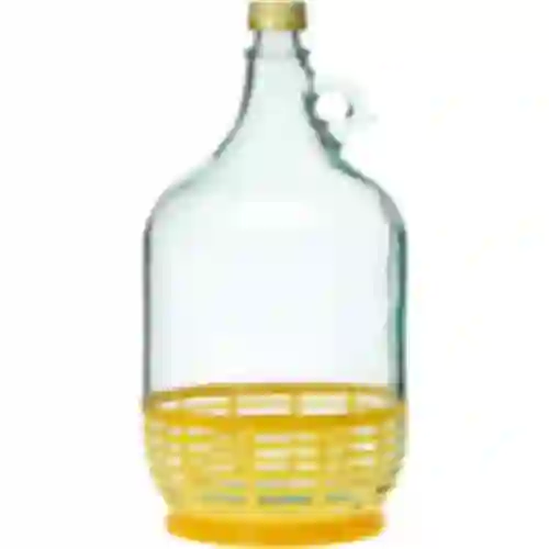 Damigiana Dama 5 L con tappo e cestino in plastica