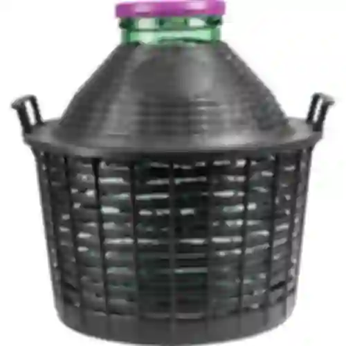 Damigiana per vino 20 L con collo largo in cestino di plastica