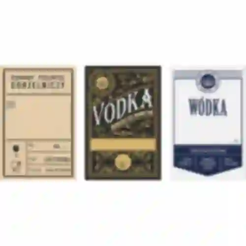 Etichette autoadesive 60x90 mm per bottiglie, vodka, 3 disegni 20 pezzi