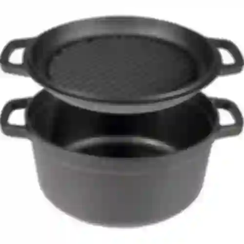 Pentola in ghisa con padella, 5 L + 1 L