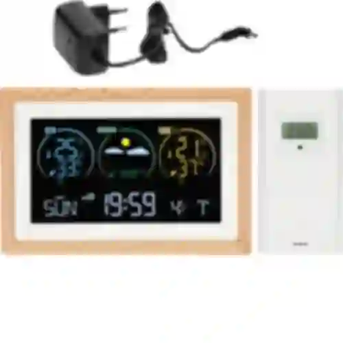 Stazione meteo (RCC,DCF) - elettronica, senza fili, retroilluminata, sensore, bianca