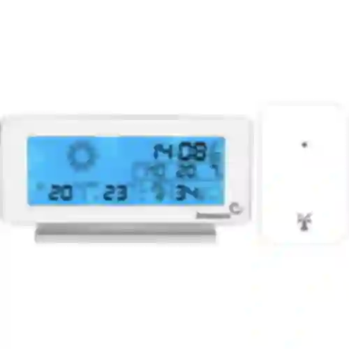 Stazione meteorologica RCC, DCF – elettronica, senza fili, con sensore retroilluminato, bianca