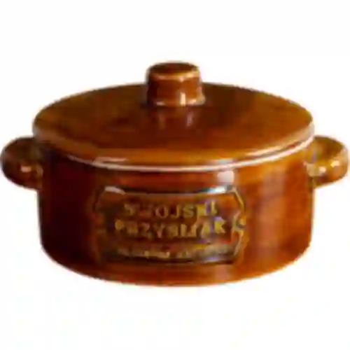Terracotta - pentola per strutto, rotonda con coperchio, 1 L
