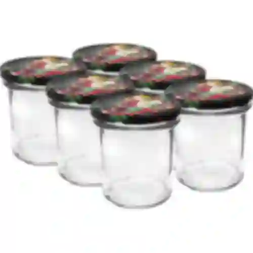 Vasetto 350 ml con coperchio colorato - 6 pz.