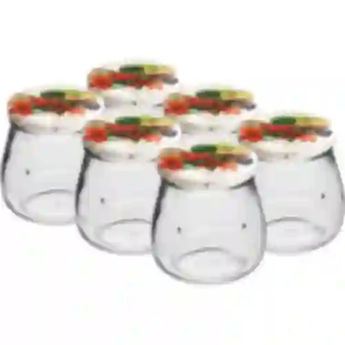 Vasetto twist-off 500ml "Anfora Invertita" con coperchio colorato fi 82/6, 6 pezzi