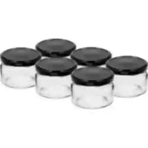 Vaso basso 200ml - con coperchio nero fi 82/6, 6 pezzi