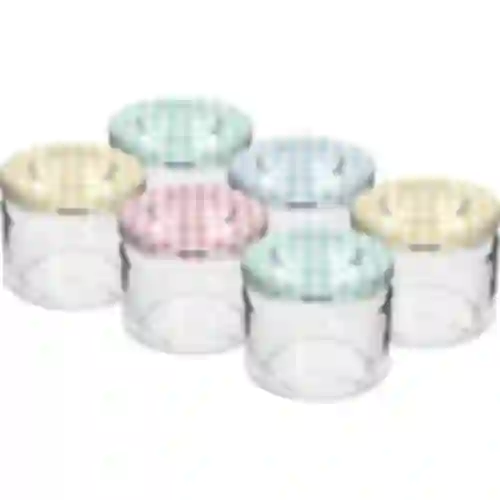 Vaso basso 330ml - con coperchio colorato fi 82/6, 6 pezzi
