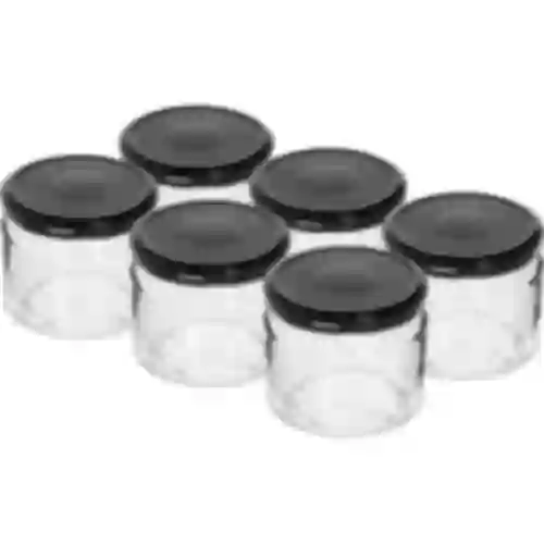 Vaso basso 330ml - con coperchio nero fi 82/6, 6 pezzi