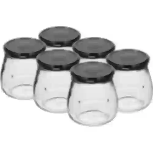 Vaso twist-off 500ml "Anfora Invertita" con coperchio nero fi 82/6, 6 pezzi