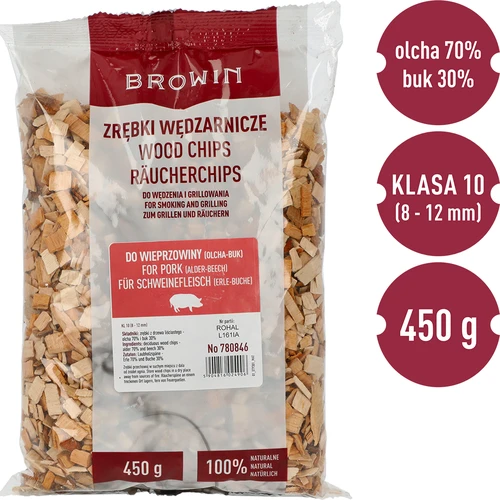 Trucioli per affumicare/grigliare la carne di maiale - mix (70% ontano, 30% faggio), 450 g, classe 10 - 3