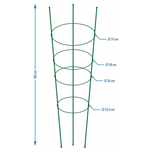 Tutore ad anelli per piante 4 anelli 1 m - 2