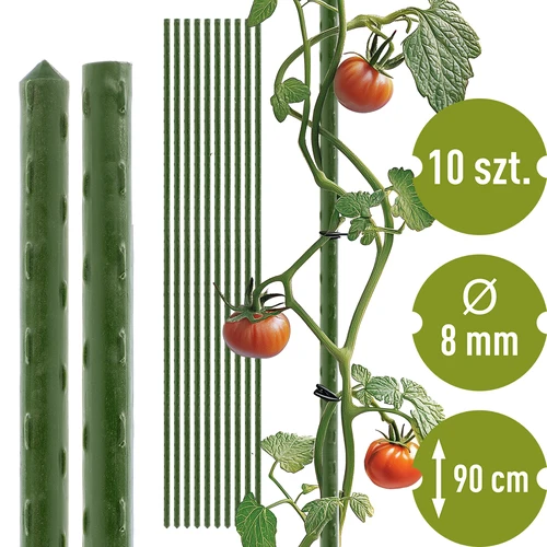 Tutori da giardino Bioogród – acciaio rivestito, 0,9 m, Ø 8 mm, 10 pz.