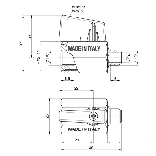 Valvola a sfera 1/8 pollice - 3