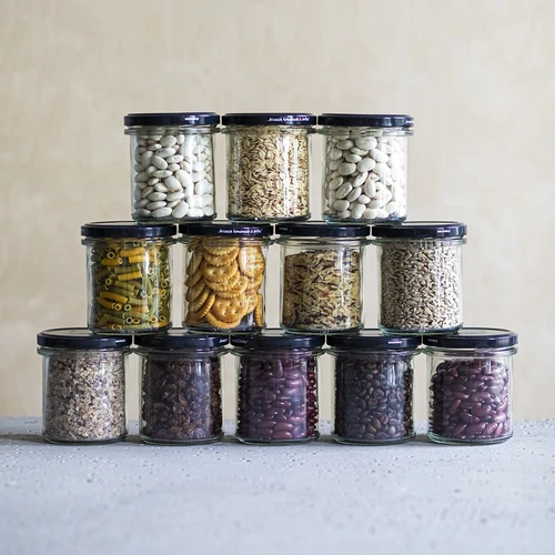 Vasetti dritti 350 ml con coperchio nero Ø 82 mm — set da 6 - 5