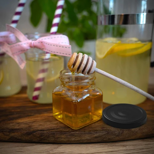 Vasetti twist-off 120 ml - quadrati Ø 53 con tappo nero, 6 pz - 9