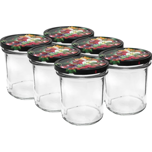 Vasetto 350 ml con coperchio colorato - 6 pz.  - 1 
