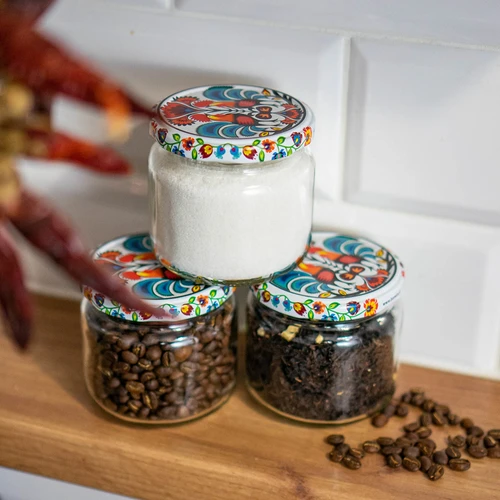 Vasetto TO 370 ml con tappo colorato Ø82/6 - 6 pezzi - 11