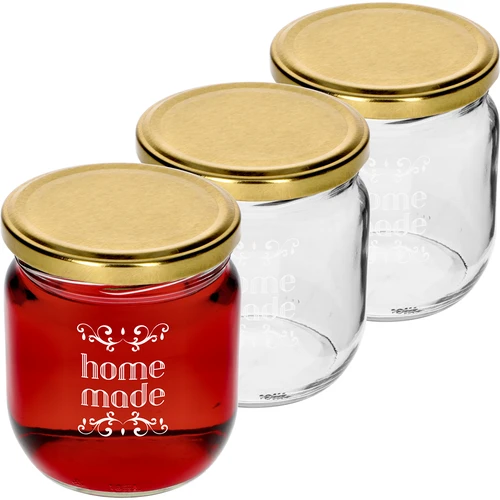 Vasetto twist-off 425 ml con stampa "Home Made" e tappo, 3 pezzi