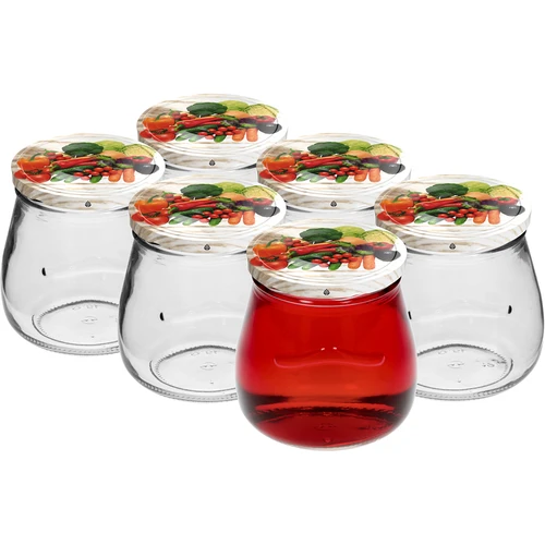 Vasetto twist-off 500ml "Anfora Invertita" con coperchio colorato fi 82/6, 6 pezzi - 3