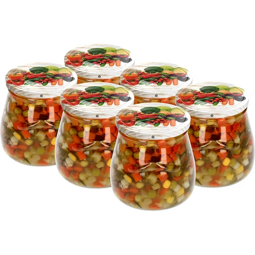 Vasetto twist-off 500ml "Anfora Invertita" con coperchio colorato fi 82/6, 6 pezzi - 5