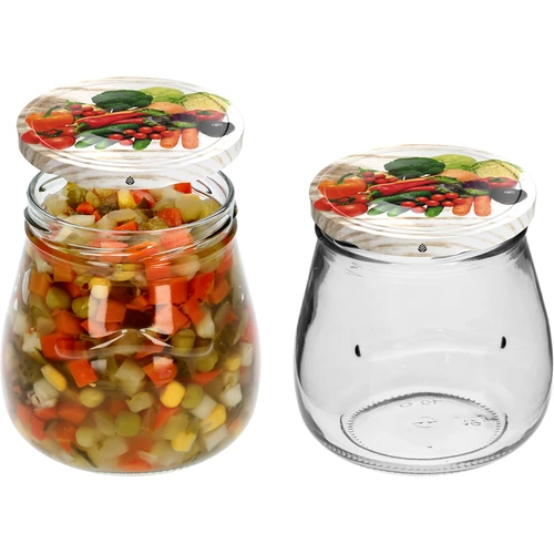 Vasetto twist-off 500ml "Anfora Invertita" con coperchio colorato fi 82/6, 6 pezzi - 6
