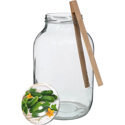 Vaso 4 L, coperchio colorato + forchetta o pinze - 4