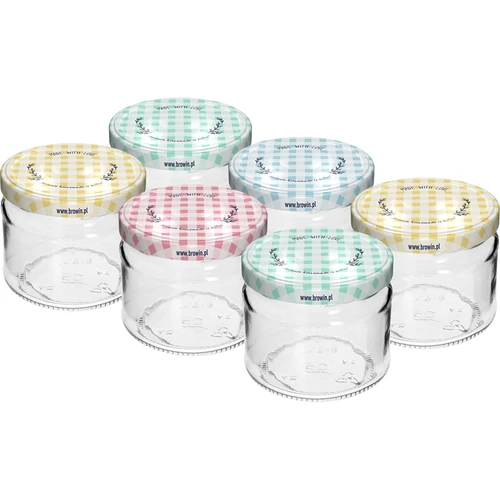 Vaso basso 330ml - con coperchio colorato fi 82/6, 6 pezzi  - 1 