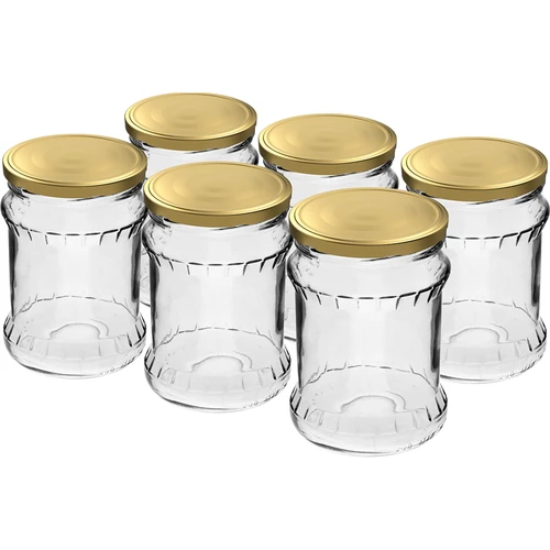 Vaso fisz scanalato 500ml - con coperchio dorato fi 82/6, 6 pezzi  - 1 