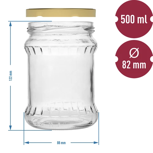 Vaso fisz scanalato 500ml - con coperchio dorato fi 82/6, 6 pezzi - 5