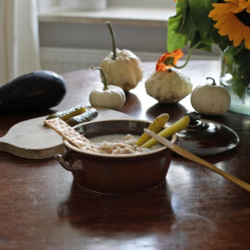 Vaso in gres da 800 ml per strutto con coperchio - 2